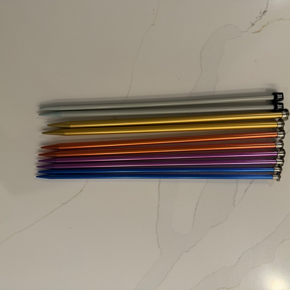 Susan Bates Boye Aluminum Knitting Needles Lot 5 Pairs Sizes 10.5 11 13 15 Multi